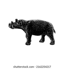 Uintatherium hand drawing vector illustration isolated on white background