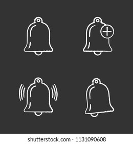 UI/UX chalk icons set. Modes of notifications. Reminder. Isolated vector chalkboard illustrations
