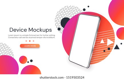 UI/UX design concept. Smartphone perspective view. Template for infographics, landing page or presentation. Isometric vector illustration.