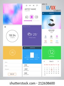 UI/UX elements for web and mobile.Icons and buttons.Flat design. Vector