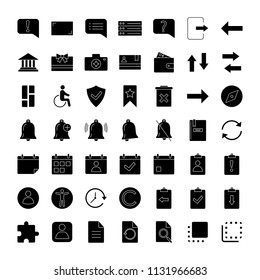 UI/UX glyph icons set. System elements. Common actions symbols. Silhouette symbols. Vector isolated illustration