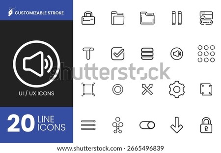 UIUX Line Icons Customizable Stroke Interface Pack