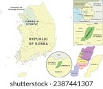 Uiwang-si (Uiwang) location on Gyeonggi-do (Gyeonggi Province) and Republic of Korea (South Korea) map. Clored. Vectored
