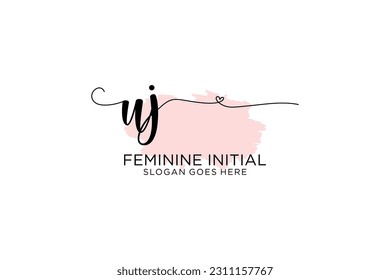 Monograma de belleza UJ y elegante logo de diseño de logo para escritura a mano de firma inicial, boda, moda, floral y botánica con plantilla creativa.