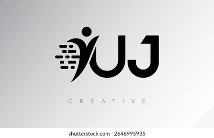 UJ Creative Digital Monogram Logo – Futuristic Letter mark Design Featuring Human Shape, Pixel Motion and Minimal Tech Style for Innovative Branding Identity