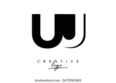 Logotipo creativo minimalista de espacio negativo de UJ con monograma moderno para marca y logotipo de marca comercial con letras iniciales Diseño de logotipo para marca.