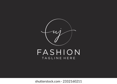 UJ Feminine logo beauty monogram and elegant logo design, handwriting logo of initial signature, wedding, fashion, floral and botanical with creative template.
