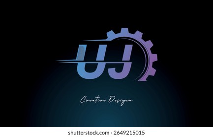 UJ Gear Fusion Logo – Industrial Tech-Inspired Letter mark Futuristic Industrial Letter Mark Design for Technology and Engineering Brands.