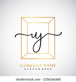 UJ Initial Handwriting logo template vector