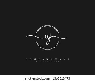 UJ initial handwriting logo template vector