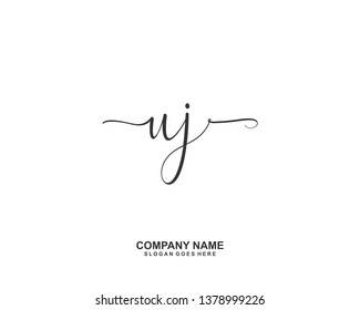 UJ Initial Handwriting Logo Vector