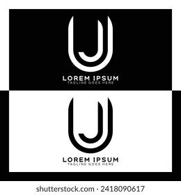 Logo de la carta inicial de UJ. Monograma de diseño de patrones U y J de alfabeto