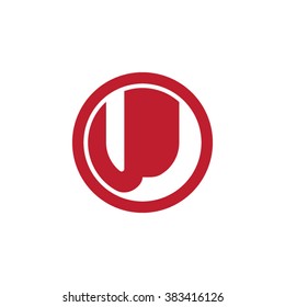 UJ initial letters circle business logo red