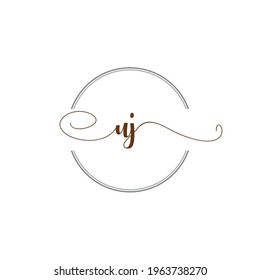 UJ Initial Logo Handwriting template letter illustration