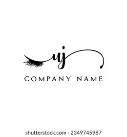 UJ initial Logo lash logo eyelash vector modern