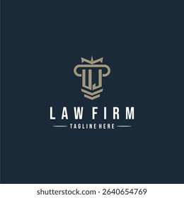 UJ initial monogram logo law firm with pillar design