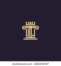 UJ initial monogram logo for lawfirm with pillar  crown image design