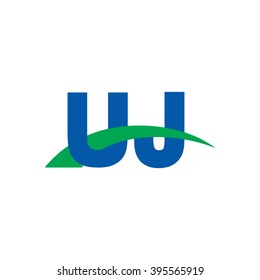 UJ initial overlapping swoosh letter logo blue green