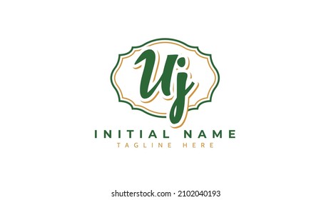 Uj Initials, handwriting logo vector