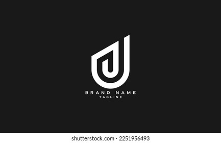 UJ, JU, Abstract initial monogram letter alphabet logo design