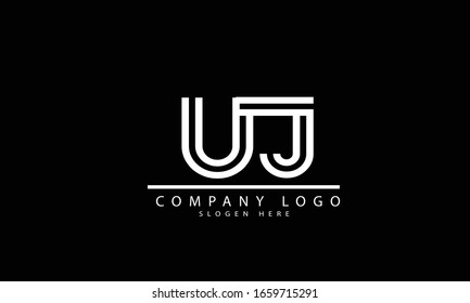 Plantilla de monograma de logotipo de vector abstracto UJ JU