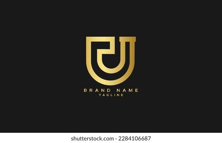UJ, JU, J, Abstract initial monogram letter alphabet logo design
