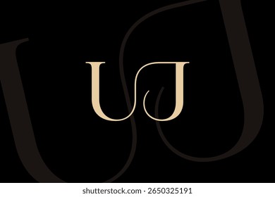 UJ or JU letter logo icon design. Classic style luxury initials monogram.