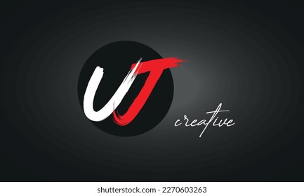 UJ Letters Brush Paint Logo icon, Elegant Vector Design