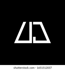 Monograma abstracto del logotipo UJ aislado en fondo negro