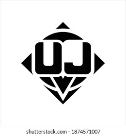 UJ Logo monogram with circle shape and square rotate rounded design template on white background