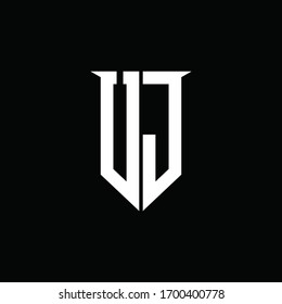 UJ logo monogram with emblem shield style design template