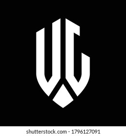 monograma del logotipo de uj con plantilla de diseño de estilo de escudo del emblema