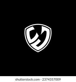 UJ logo monogram emblem style with shield shape design template ideas