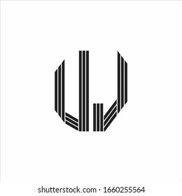 Estilo de esquema monográfico del logotipo UJ vinculado aislado en fondo blanco