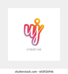 UJ logo, vector. Useful as branding, app icon, alphabet combination, clip-art.