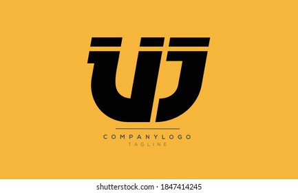 UJ monogram letter initials text alphabet logo design