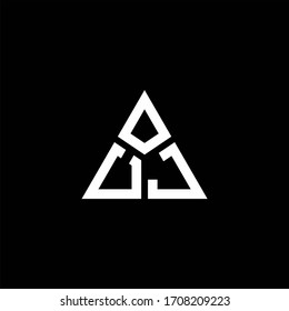 Logotipo de monograma UJ con forma de 3 piezas aisladas en la plantilla de diseño triangular