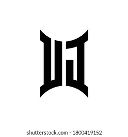 UJ monogram logo with curved side design template