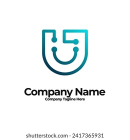 UJ tech logo.  JU tech logo. letter U and J logo design. Technology logo.