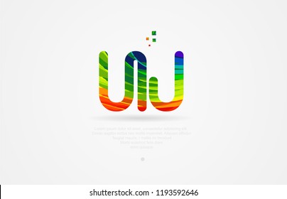 uj u j alphabet letter logo icon combination design with rainbow color