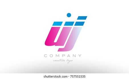 uj u j alphabet letter combination in pink and blue color. Can be used as a logo for a company or business with initials