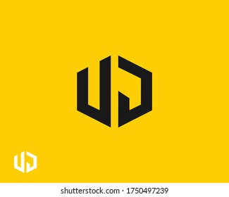 UJ or U J letter alphabet logo design in vector format.