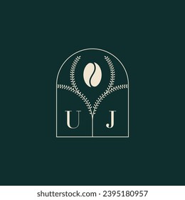 UJ Unique and simple logo design combination of letters and coffee bean