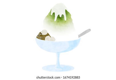 Ujikintoki shaved ice, with anko, shiratama and condensed milk