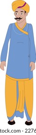 Ujir Character for cartoon animation 2d style front side character wearing traditional dress.