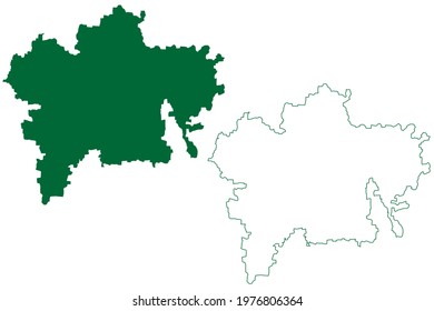 Ujjain district (Madhya Pradesh State, 	Ujjain division, Republic of India) map vector illustration, scribble sketch map