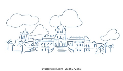 Ujjayanta Palace Nuyungma  Agartala 
Tripura India vector sketch city illustration line art sketch simple