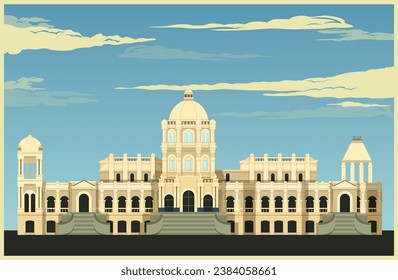 Ujjayanta Palace - Tripura Government Museum as Stock Illustration as EPS 10 File