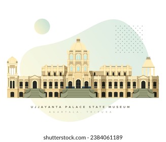 Ujjayanta Palace - Tripura Government Museum as Stock Illustration as EPS 10 File