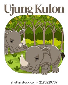 Ujung Kulon National Park Vector Illustration